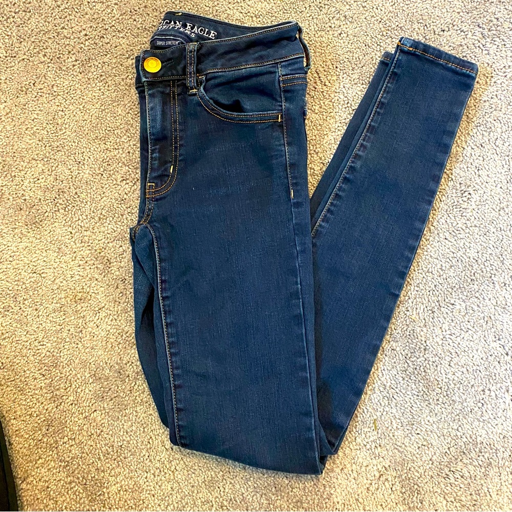 American Eagle Super Stretch Skinny Jeggings Size 2 Long Dark Wash AE Jeans